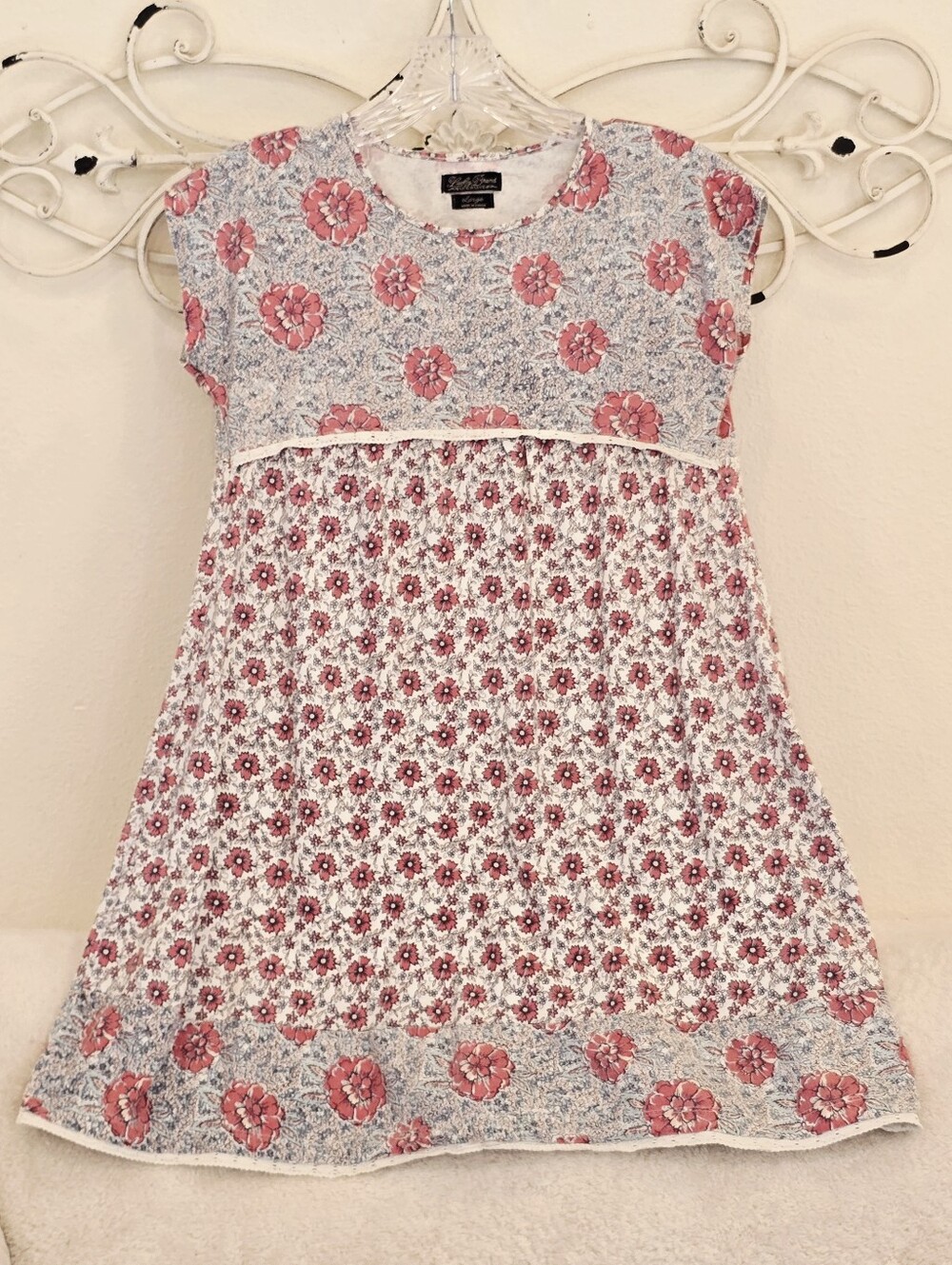 Lucky Brand Girls Floral Short Sleeve Dress - Pink & White